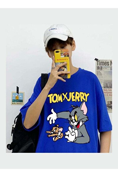 Generic Summer Fashion Casual Loose Short Sleeve Cartoon Printing T-Shirt Tops Blue