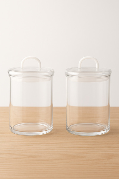 Dia 2” Glass Storage Container Vacuum Lid Spice Jar Set