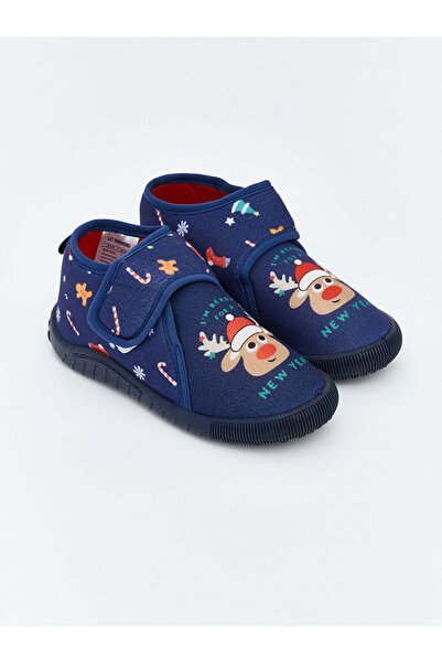 LC Waikiki Lcw Steps Navy Blue Christmas Themed Baby Boy Slippers