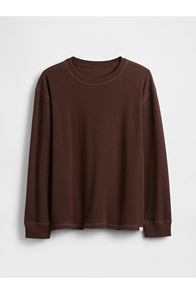 GAP Erkek Çocuk Koyu Kahverengi Waffle T-Shirt