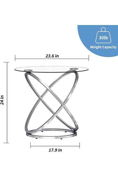 Generic OIOG Glass Round End Table, Modern Side Table with Tempered Glass Top, Chrome Finish