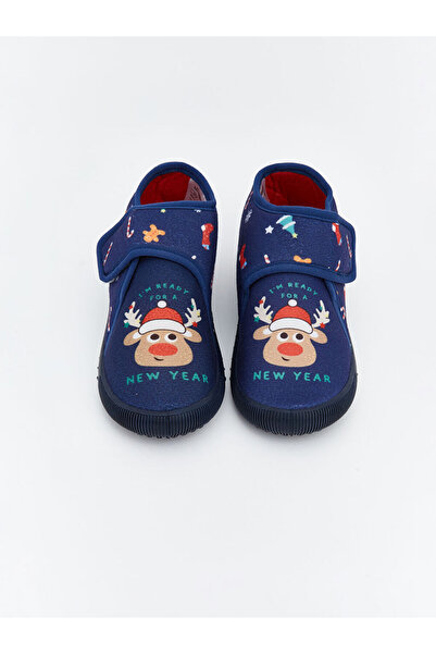 LC Waikiki Lcw Steps Navy Blue Christmas Themed Baby Boy Slippers