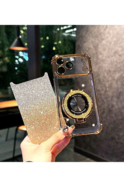 Generic Magnetic Glitter Case for iPhone 17 Pro Max，Sparkly Stand，Luxury Gradient Shockproof Protector Cover