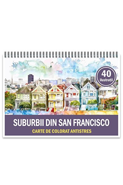 Legendary Gifts Carte de colorat antistres, 40 de ilustrații, Suburbiile oraș...