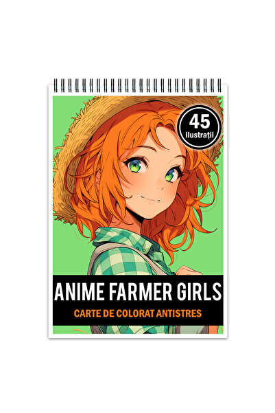 Legendary Gifts Carte de colorat antistres, 45 de ilustrații, anime cu fete fermiere, 96 de pagini, format: A5