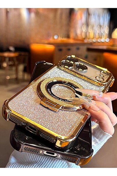 Generic Magnetic Glitter Case for iPhone 17 Pro Max，Sparkly Stand，Luxury Gradient Shockproof Protector Cover