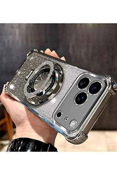 Generic Magnetic Glitter Case for iPhone 17 Pro Max，Sparkly Stand，Luxury Gradient Shockproof Protector Cover