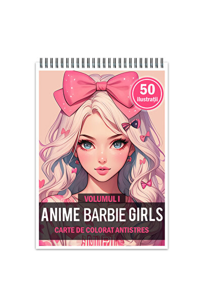 Legendary Gifts Carte de colorat antistres, 50 de ilustrații, Fete Anime - Volumul I, 106 pagini, Format: A5