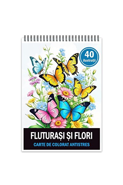 Legendary Gifts Βιβλίο ζωγραφικής κατά του στρες, 40 εικόνες Πεταλούδες και λ...