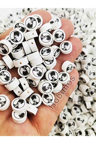 Hobimos 10 Adet Gazi Mustafa Kemal Atatürk Figürlü Fimo Boncuk - Takı Yapım B...