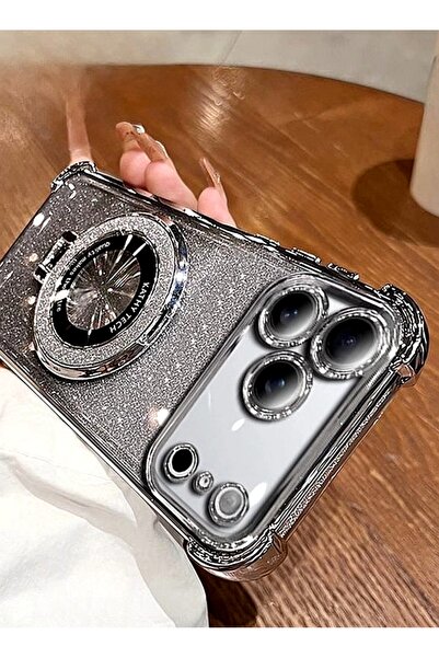 Generic Magnetic Glitter Case for iPhone 17 Pro Max，Sparkly Stand，Luxury Gradient Shockproof Protector Cover