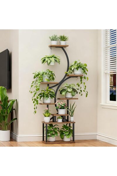 Gogoya حامل نباتات داخلي - رف نباتات زاوية على شكل حرف S، 8 طبقات، 158 سم، عرض زهور كبير (بدون مصابيح نمو)