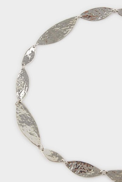 DeFacto Γυναικεία Ασημένια Μεταλλική Ζώνη με Λαμπερό Σχέδιο G3681AXNS