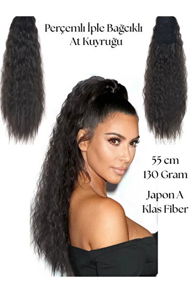 YARAT Afrika Stili Siyah Bağcıklı At Kuyruğu Peruk 56 Cm 130/140 Gram