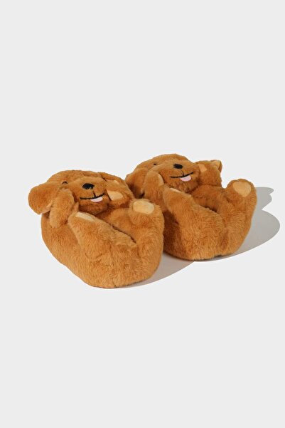 DeFacto Girl's Dog-Themed Flat Sole Slippers F1510A825Wn