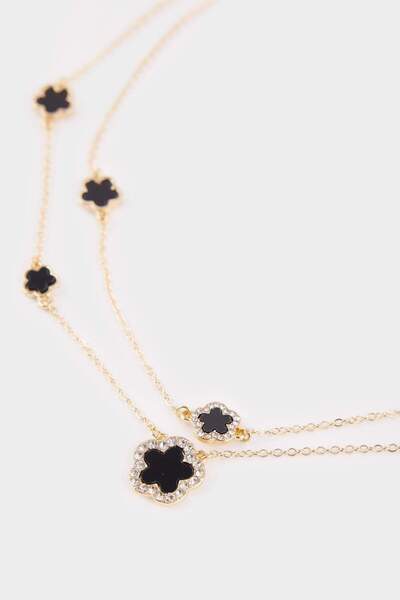 DeFacto Women's 2-Piece Green Clover Detailed Necklace G1272Axns