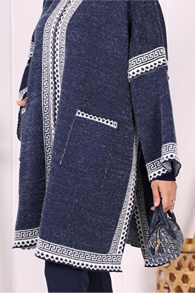 TRENDTESETTÜR ΓΥΝΑΙΚΕΙΟ ΜΠΛΕ ΠΛΕΚΤΟ ΜΕ ΦΕΡΜΟΥΑΡ ΠΑΝΤΣΟ T 80621