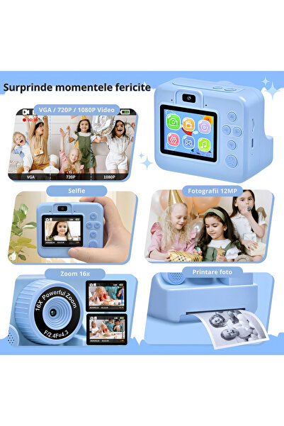 Nerele Instant Camera for Kids, Nerele, Dual Selfie Camera, Inkless Thermal Printing, Video