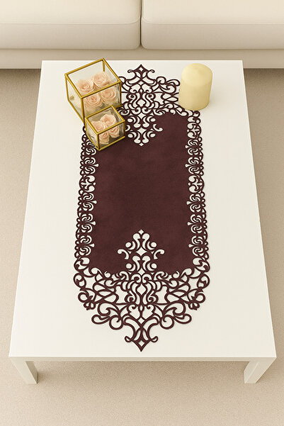 Ergüven Home Runner din țesătură din piele intoarsa culoare prune 40x100 cm l...