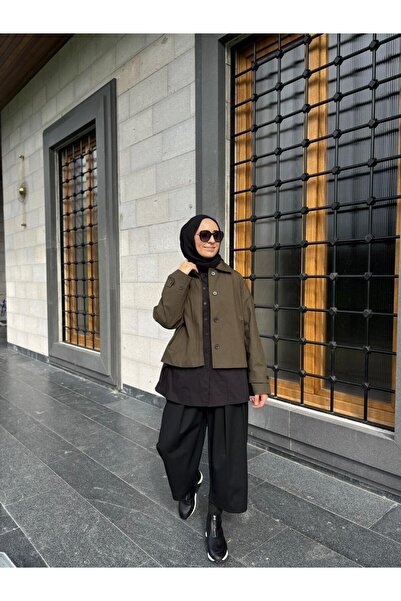 QOOQ STORE 26Fw624 Short Women's Jacket Khaki Green