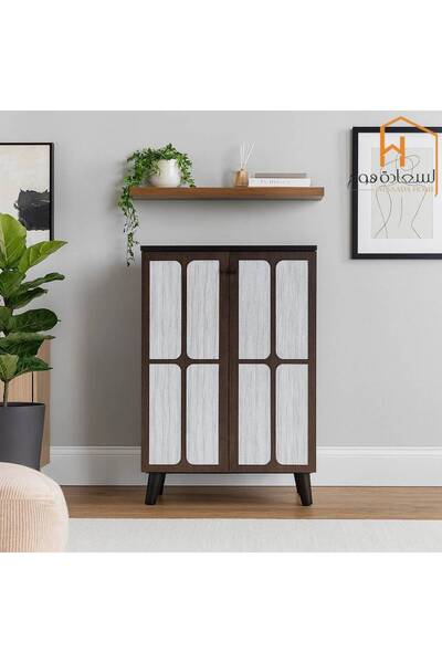 Al Saada Home Multipurpose Shoe Cabinet - 91×34×60 cm - Brown & Gray