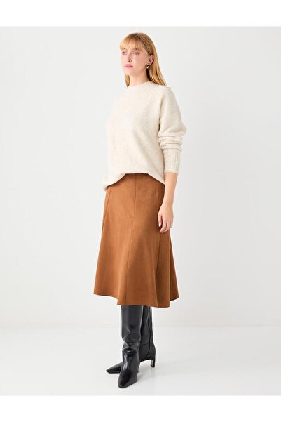 Jimmy Key Taba Rahat Kesim Normal Bel Süet Örme Etek