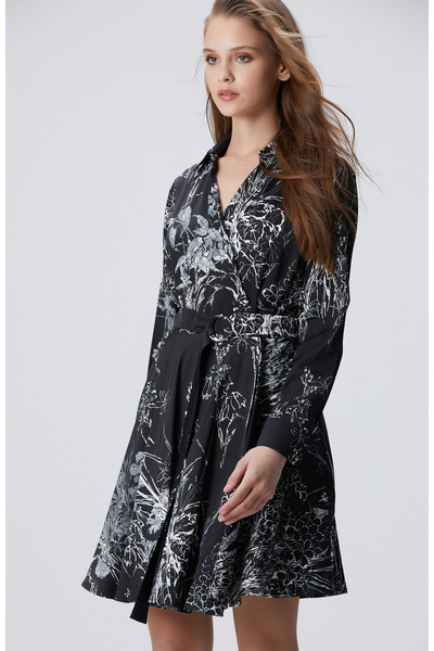 Network Siyah Kırık Beyaz Elbise