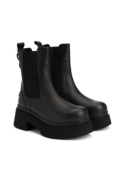 Dıvarese Siyah Kadın Chelsea Deri Bot