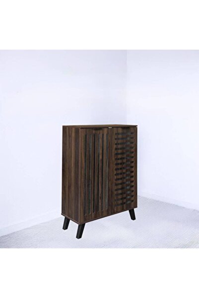 Al Saada Home Featured 2-door Shoe Cabinet - 110x35x80 cm - Coffee