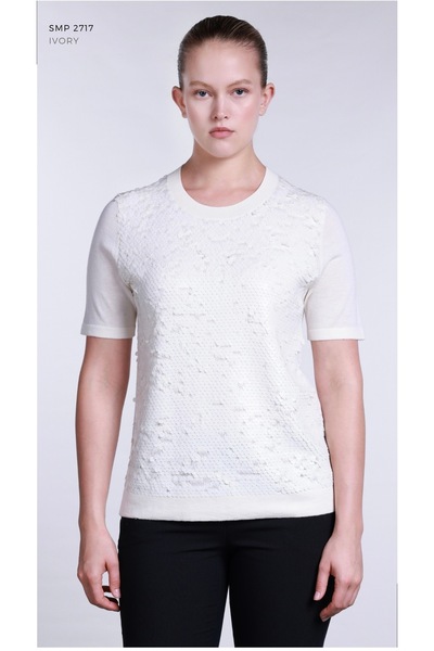 Sempre Front Part Sequined Knitting Blouse