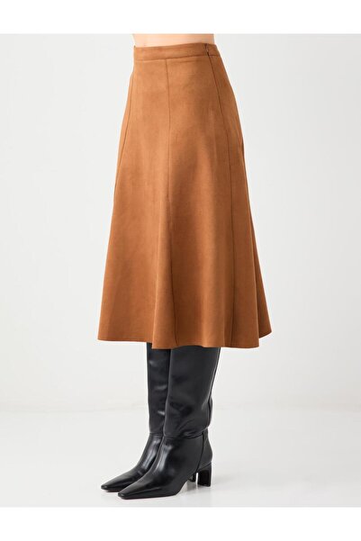 Jimmy Key Taba Rahat Kesim Normal Bel Süet Örme Etek