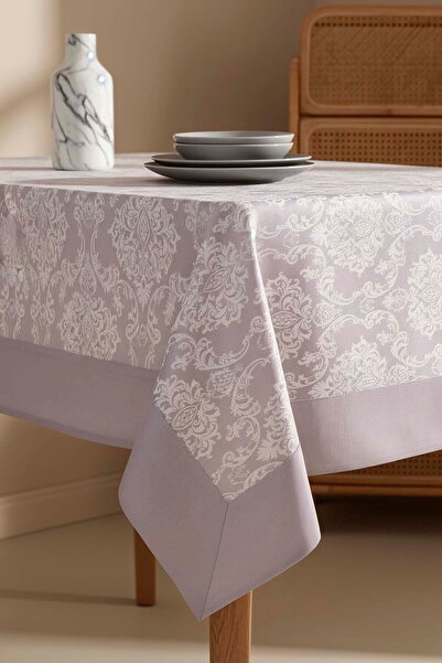 Rivaİstanbul مفرش طاولة دمشقي رمادي 160×220 سم