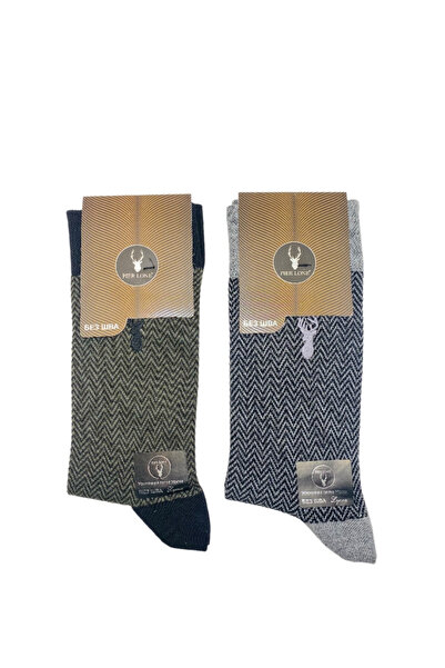 Pier Lone Set 2 șosete din bumbac pentru bărbați, verde și gri, mărimi 41-44,...
