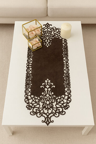 Ergüven Home سجادة من قماش الغزال البني الداكن (فينج) مقاس 40×100 سم بطول طاو...