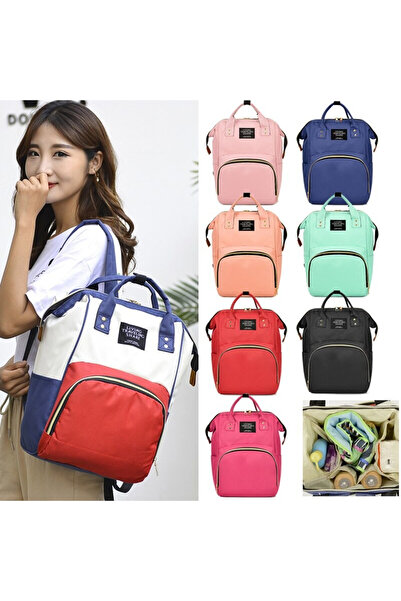 Krista Living Share backpack bag for moms of newborns, Red-Alb-Bleumamarine