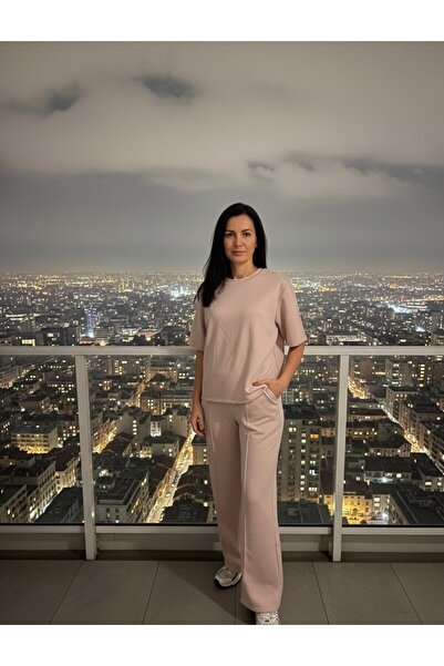 GUMMORE COLLECTİON Kısa Kol Modal Kadın Düz Paça Eşofman Takımı