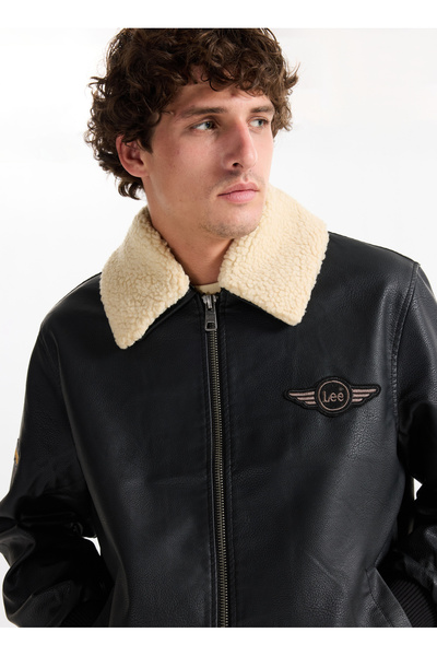 Lee Black Men's Leather Jacket L2520280001 Black Leather Jacket