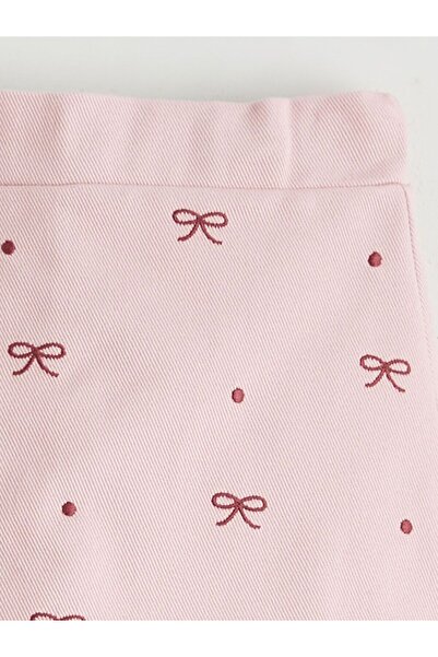 LC Waikiki Lcw Kids Bow Embroidered Girls' Shorts Skirt and Pantyhose