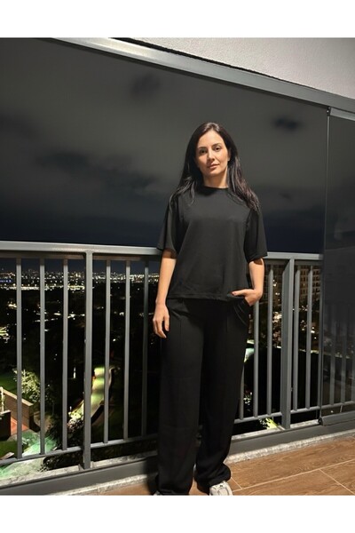 GUMMORE COLLECTİON Kısa Kol Modal Düz Paça Kadın Eşofman Takımı