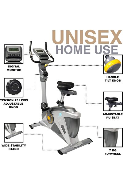 SKY LAND Magnetic Upright Bike EM-1542, 15 Resistance Levels, Belt Drive, Adjustable Seat