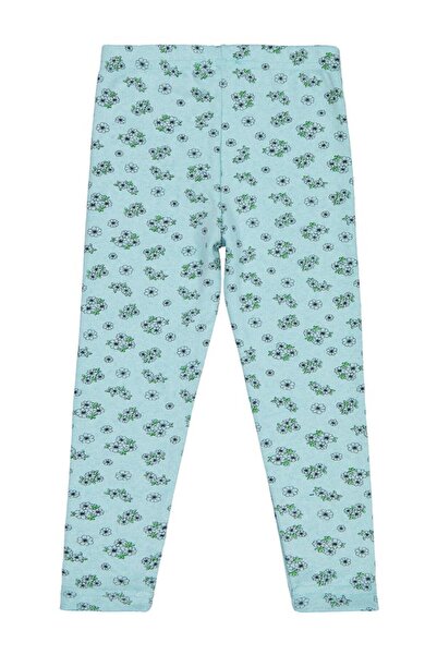 Civil Girls Crisp Floral Patterned Leggings for Ages 6-9 - Green 7-8 Years Old