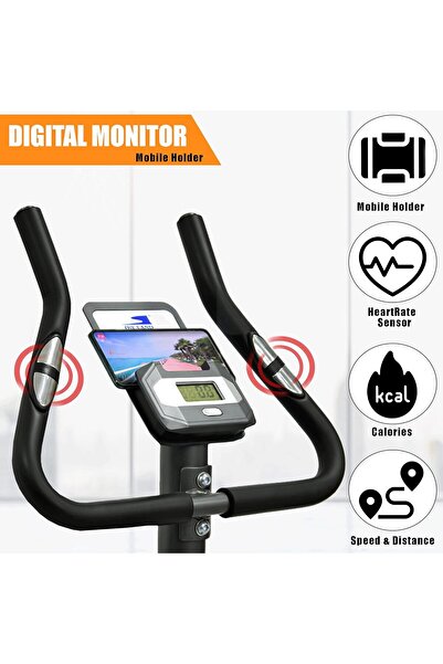 SKY LAND Indoor Magnetic Spin Bike EM-1555, Digital Monitor, Adjustable Resistance, Compact