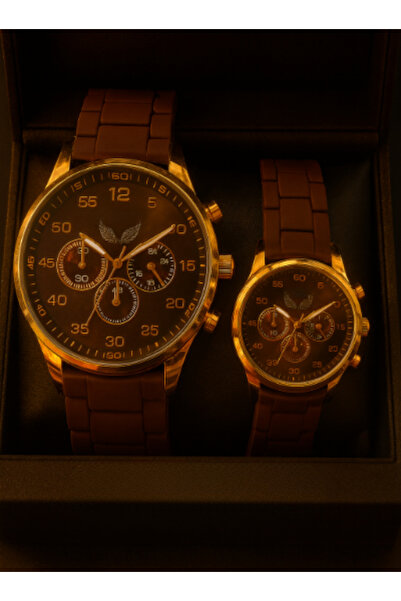 AndraRose Styles Set Ceasuri Premium pentru Cuplu – Brown & Gold Edition