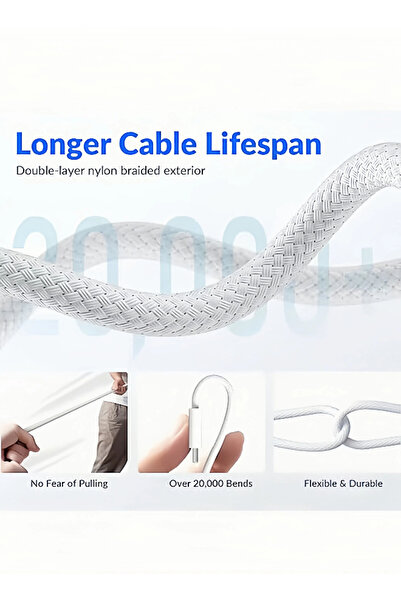 FASTX 60W USB C to USB C braided data Cable 2M PD 3.0 3A Fast Charging Cord Type C Cable