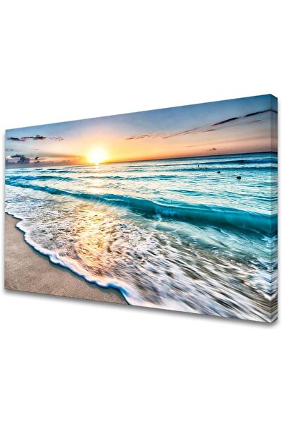 ALAYRA International لوحة فنية جدارية من قماش تصور غروب الشمس على الشاطئ وأمو...