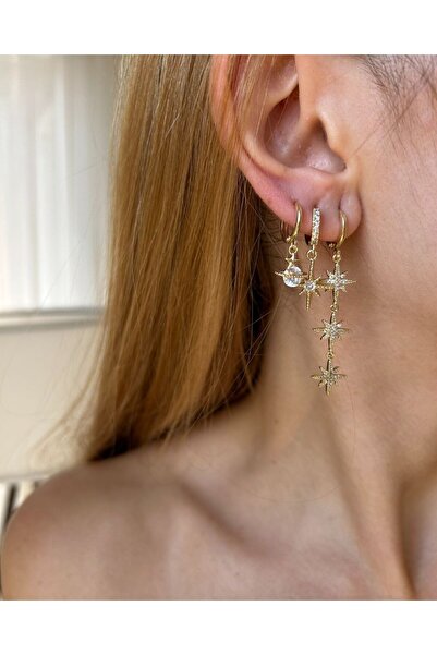 SOPHELIA ACCESSORIES Sallantılı Galaksi Üçlü Set Küpe