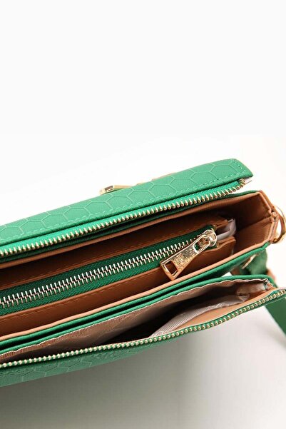 Levidor Grass Green Text Printed Shoulder Bag