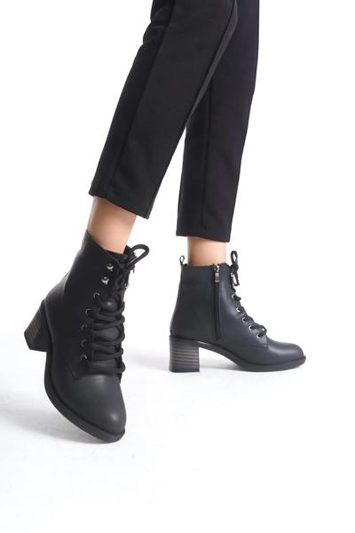 Joy Ayakkabı Lena Lace-Up Zippered Orthopedic Sole Heeled Women's Boots Cst -...