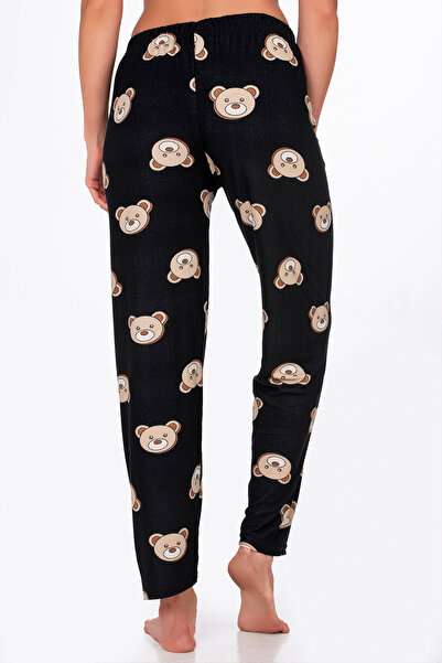 Kompedan Kadın Süet Ayıcık Desenli Pijama Tek Alt