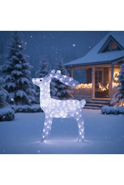 HOFF Коледна декорация за открито с елени, 160 светодиода, студено бяло, висо...